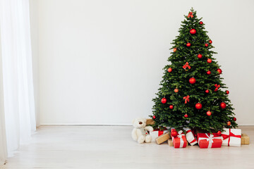 beautiful Christmas tree with gifts decor new year terrier