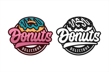 Donut delicious vector design logo