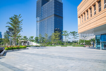 CBD building and empty ground in Nansha, Guangzhou, China