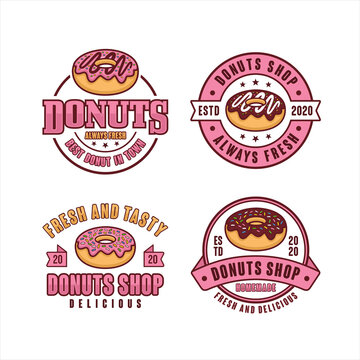 Donuts shop badge vector design collection