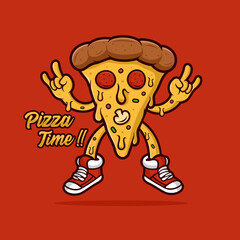 Pizza time mascot design logo