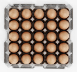 Pack of brown eggs isolated on white background. 3D illustration