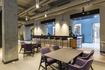 Interior of a empty modern hotel lounge cafe restaurant