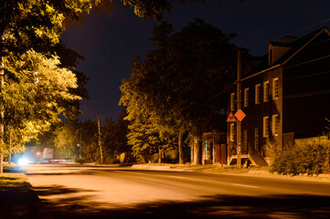 Fototapeta premium Night scene of small old town with street lights