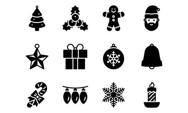 Set of Christmas Icons Glyph Style Vol 1	
