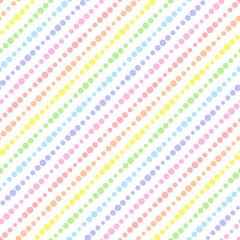 Rainbow seamless diagonal striped pattern, vector illustration. Seamless pattern with pastel colorful lines from dots. Kids pastel rainbow geometric background