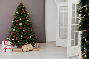 beautiful Christmas tree with gifts decor new year