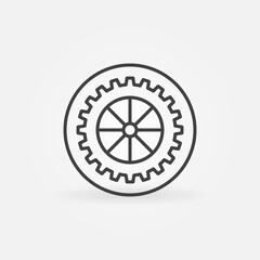 Gear in Circle outline vector concept icon or design element