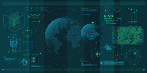 Fototapeta premium A set of thin elements on the topic of Planetary Search.