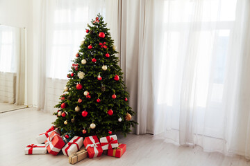 beautiful Christmas tree with gifts decor new year