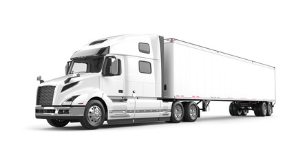 Semi-trailer truck 3D rendering isolated on white background. - 396739185
