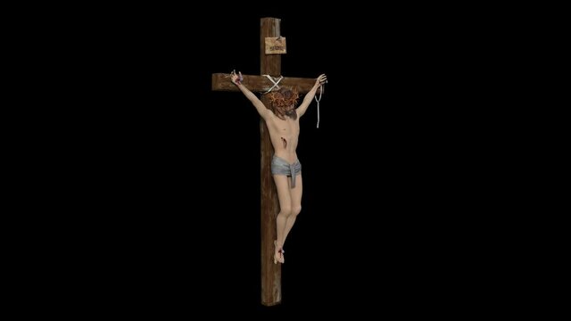 picture of Jesus on the cross, transparent background, loop