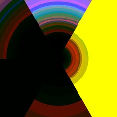 Yellow red circular spiral abstract rainbow background