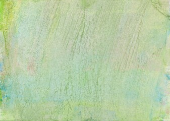 Hand painted abstract watercolor background in green, blue and pink with stripes and lines