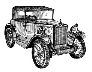 Fototapeta na wymiar Retro car illustration doodle sketch graphics