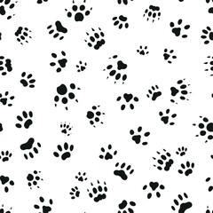 Cat paw trace seamless pattern.
