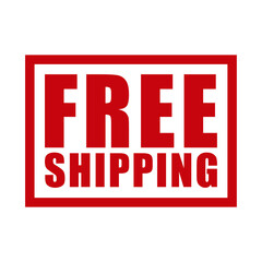 Free shipping vector label rubber. Red vintage delivery stamp seal. Label and tag logo. Package sticker sign. Isolated on white background.