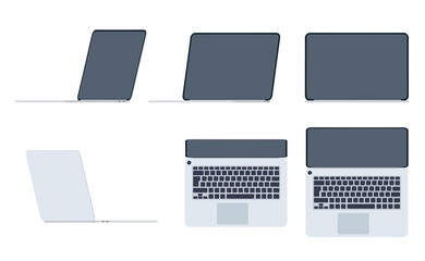 Set of laptops in flat style.