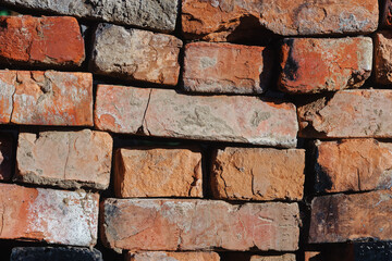 folded old red brick background. High quality photo
