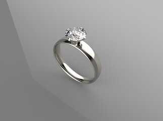 engagement wedding ring platinum big diamond 3d model render transparent background