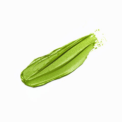 Green nature oil paint smudge isolated on white background
