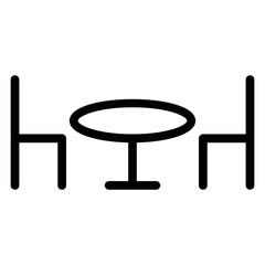Tables and chairs. Outline icon with editable strokes. Linear symbol of furniture and interior