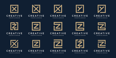 Naklejka premium set of Logo design letters X, Y and Z with Square style. Vector template