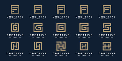 Obraz na płótnie Canvas set of Logo design letters F, G, and H with Square style. Vector template