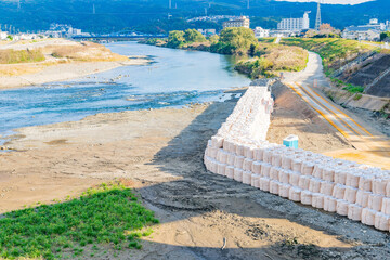 静岡県伊豆の国市狩野川の護岸工事