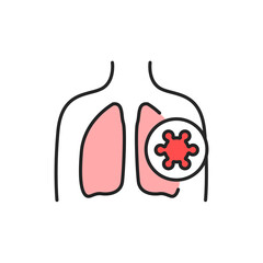Virus in lungs line color icon. Sign for web page, mobile app