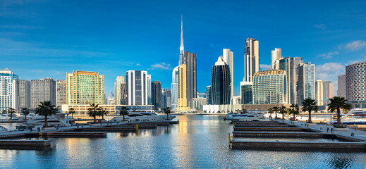 ,dubai, UAE ,Dubai skyscrapers in beautiful city center and Sheikh Zayed road traffic,Dubai,United Arab Emirates
