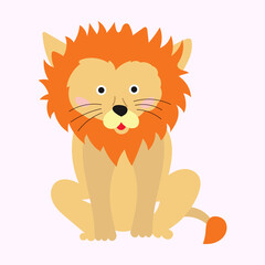 Cute cartoon lion hand drawn, Vector illustration for children's book, greeting card