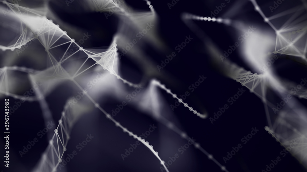 Aufkleber dotted waves connected by lines. structure molecule and communication.dna concept, medical backgroun