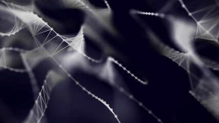 Dotted waves connected by lines. Structure molecule and communication.Dna concept, medical background. A modern technological element. Musical waves of audio tracks.