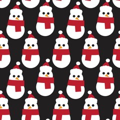 Red Christmas Snowman seamless pattern background