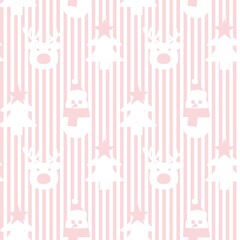 Pink Christmas Snowman seamless pattern background