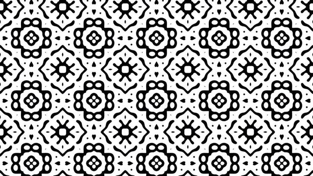 4K Abstract geometric pattern with an alpha channel.  Black and white kaleidoscopic  motion design.