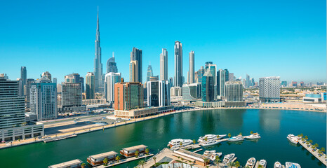 Dubai - modern city center skyline with luxury skyscrapers, United Arab Emirates