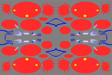 Abstract collage using the color and shape transformation of the layer with its multiple repetitions.