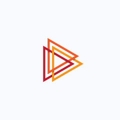 Play icon. Abstract triangle button. Orange linear gradient sImple flat abstract logo template. Modern emblem idea. Logotype concept design for media. Isolated vector illustration