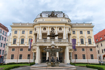 Fototapeta na wymiar Facade of the building of the Slovak National Theater in Bratislava, Slovakia