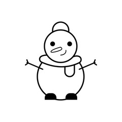 Christmas Snowman Icon Vector Flat Background
