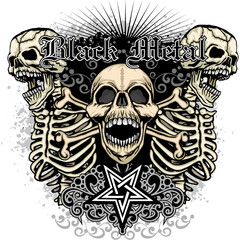 Gothic sign with skull, grunge vintage design t shirts