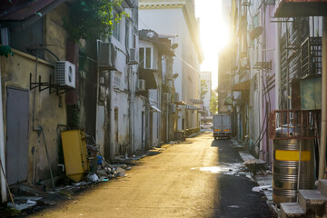 Street in sunlight in Kota Bharu town in Malaysia