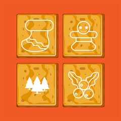 Christmas gingerbread cookies collection: Socks, Tree,Holly Berry