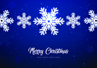 3D High Quality Merry Christmas and Happy New Year Background with Falling Snow . Isolated Vector Elements