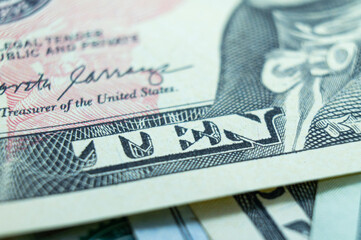 10 ten American dollars. U.S. National Bank banknote