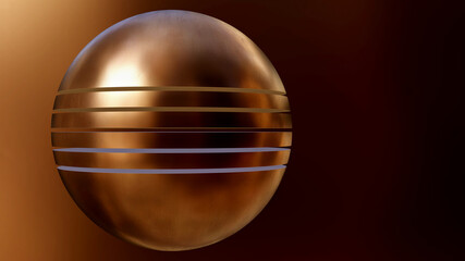 3D Rendering, goldene Kugel mit Einschnitten