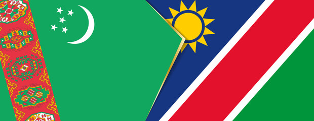 Turkmenistan and Namibia flags, two vector flags.