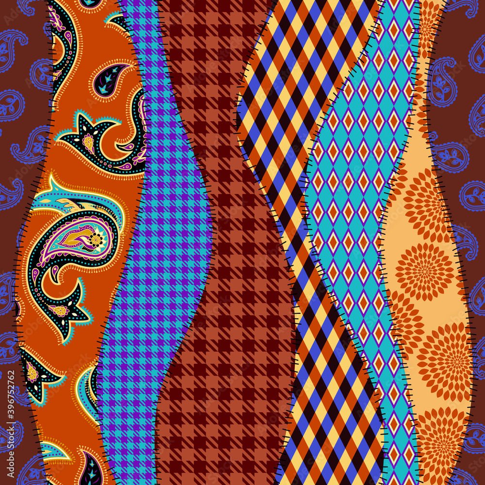 Poster Seamless background pattern. Textile patchwork pattern. Vector image